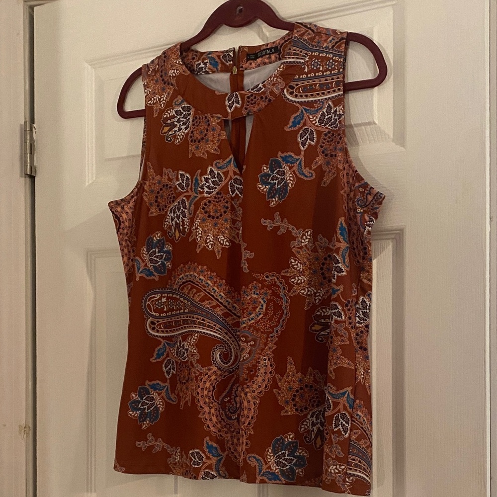 Storybuk Paisley Sleeveless Top - Rust and Blue